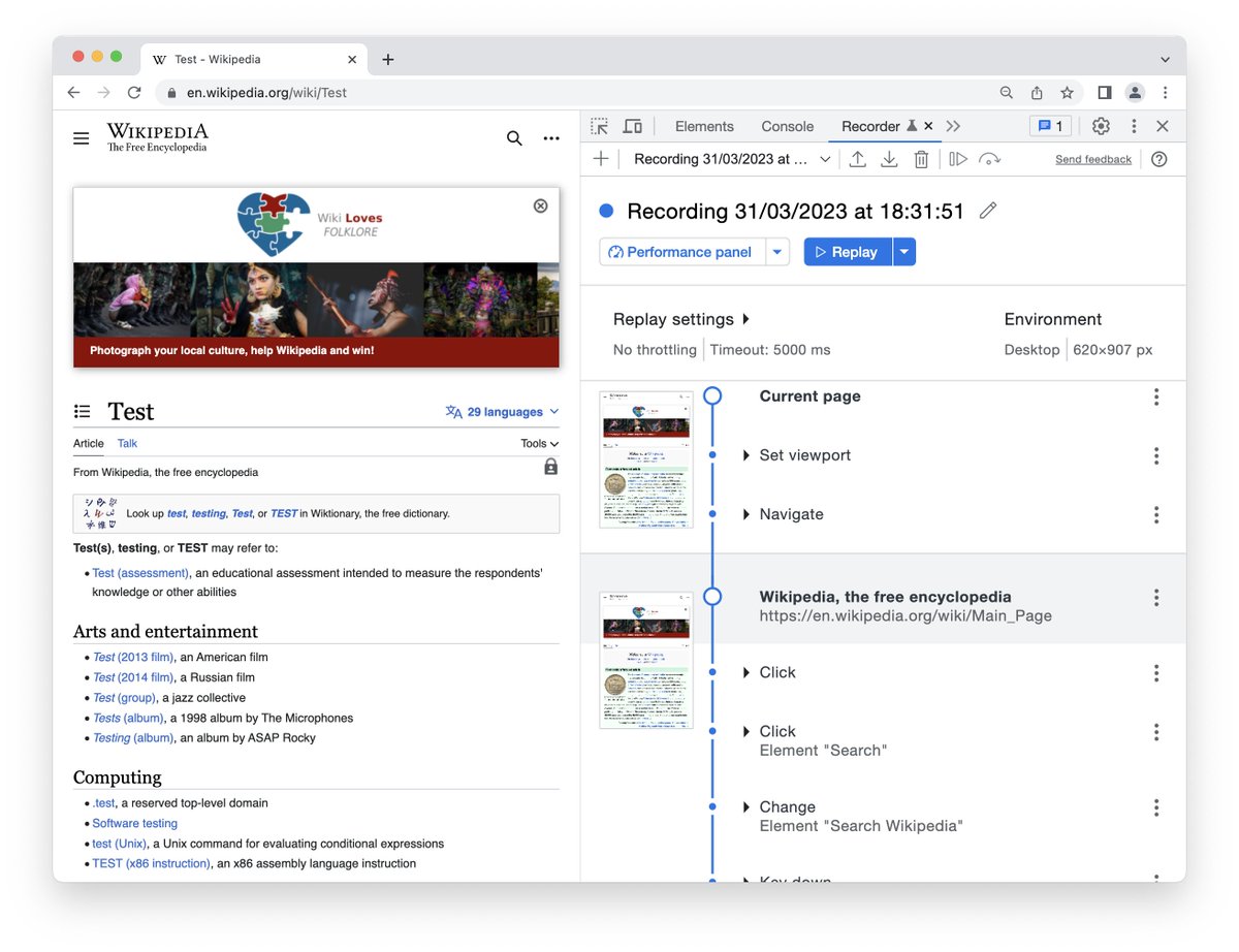 orKoN's tweet image. 🤔Did you know Chrome DevTools has a Recorder panel?

🎥 Capture mouse/keyboard/navigation events &amp;amp; replay or export (e.g. to Puppeteer)
🔄 Meant for creating simple test cases📋, bug repro🐞 and site performance measurements📏

#ChromeDevTools