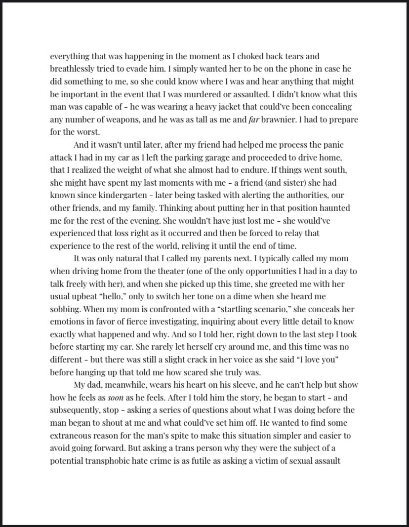 zoerosebryant's tweet photo. Before yesterday, I had a much different post planned for #TransDayOfVisibility. But since I couldn’t sleep, I stayed up writing this instead. A piece about how hard it is to be visible, what you risk by being visible, how we have no choice but to be, and how to live with that. https://t.co/wmViNkHDlF
