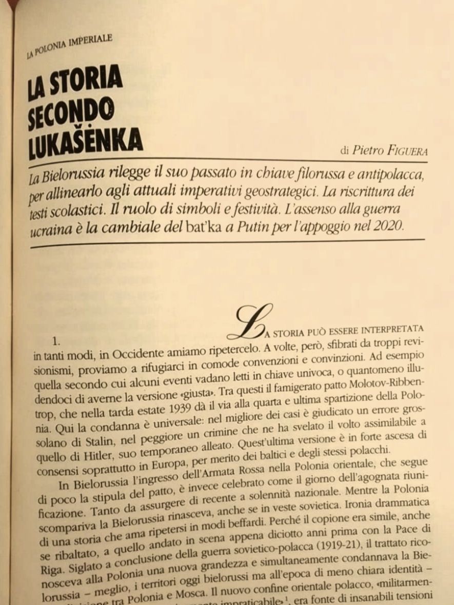 #Lukashenko sarebbe stato un mediatore plausibile 4 o 5 anni fa. Dopo la contestata rielezione e gli aiuti di Mosca la sua politica estera è cambiata forse definitivamente. Idem per la costruzione della memoria in Bielorussia, di cui parlo nell'ultimo numero di <a href="/limesonline/">Limesonline</a>