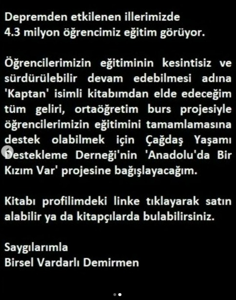 Kaptanımız @birselvardarli7, depremden etkilenen illerimizde eğitim gören öğrencilerimizin bursu için 'KAPTAN' isimli kitabının tün gelirlerini bağışlıyor. Destek vermek isteyen taraftarlarımızı, 2 Nisan Pazar, saat 13'de, Derneğimizde düzenlenecek imza gününe bekliyoruz 🙏🏻📚