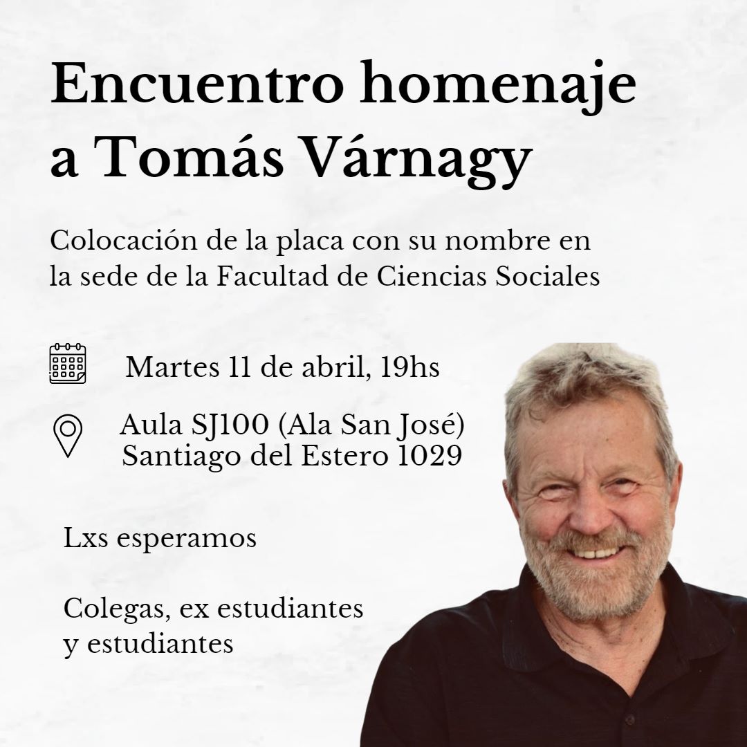 CyP_UBASociales's tweet photo. El martes 11/4 vamos a homenajear a Tomás colocando una placa en su nombre. 

Te esperamos! https://t.co/w59tvfjZ5g