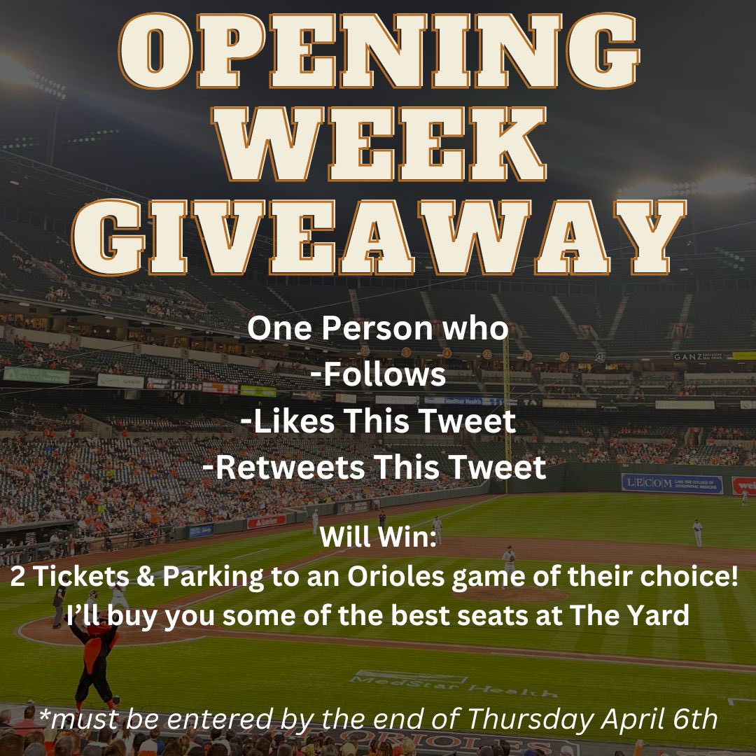 jbenowitz1831's tweet photo. 🚨OPENING WEEK GIVEAWAY🚨
I’m feeling generous and wanna do something for all the love I’ve received on here so here it is! I’ll pick the winner(randomly) a week from today. Love ya #Birdland https://t.co/Pl59Kw1jDo