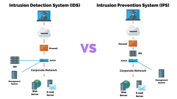 AthenaSecurity_'s tweet photo. An intrusion detection system's (IDS) and an intrusion prevention system's (IPS) primary differences.
#infographics #PurpleSec https://t.co/R4KcPcqPVm