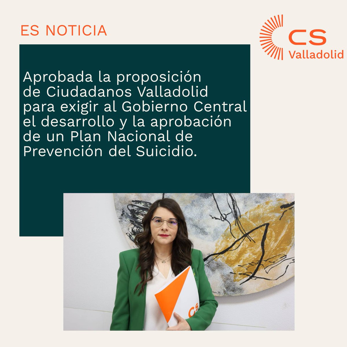 🤝Ciudadanos Valladolid consigue el apoyo de toda la corporación, salvo uno de sus diputados, para exigir al Gobierno Central un Plan Nacional de Prevención del Suicidio. #PolíticaÚtil