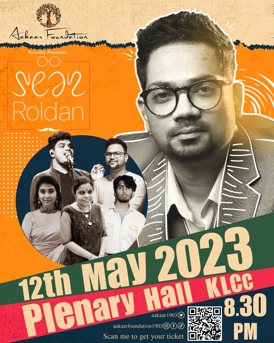 aakaar1903's tweet photo. We wholeheartedly present to you another unique and exclusive experience ‘Sean Roldan’ Live in KL. 

Watch ⁦@RSeanRoldan⁩ perform along with the ever-amazing Vaikom Vijalakshmi, Adithya RK, Nithyashree, Sathya Prakash and Manoj Krishna on 12th May 2023. https://t.co/Ttuv0rdcjp