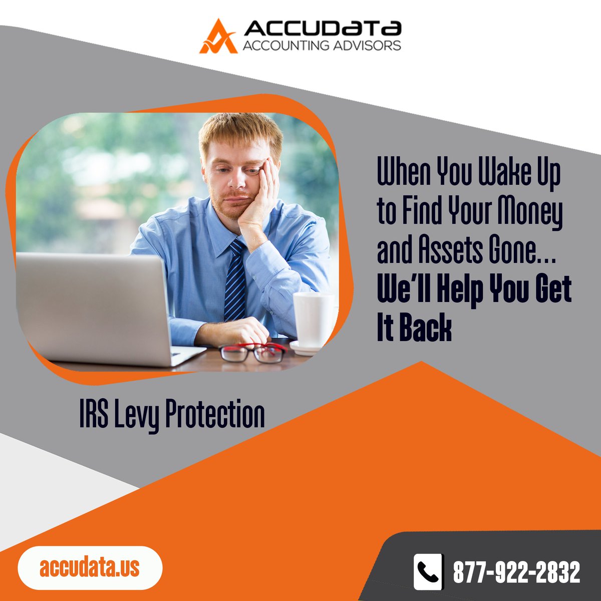 Owe the IRS money? They may seize your property, assets, and wages. Don't ignore their communications and end up with an IRS tax levy. Let us help you resolve your tax debt and get your life back. 

#irstaxlevy #taxdebt #taxhelp #taxrelief #irsproblems #taxresolution #accudata