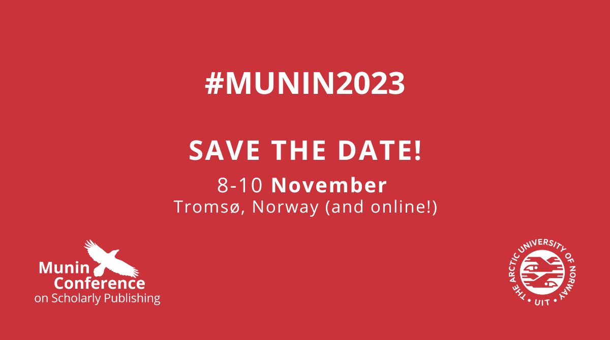 📢We are pleased to announce that #Munin2023 will be held 8 - 10 November! The conference will be held both online and as an in-person event in Tromsø, Norway. Watch this space for updates. #savethedate