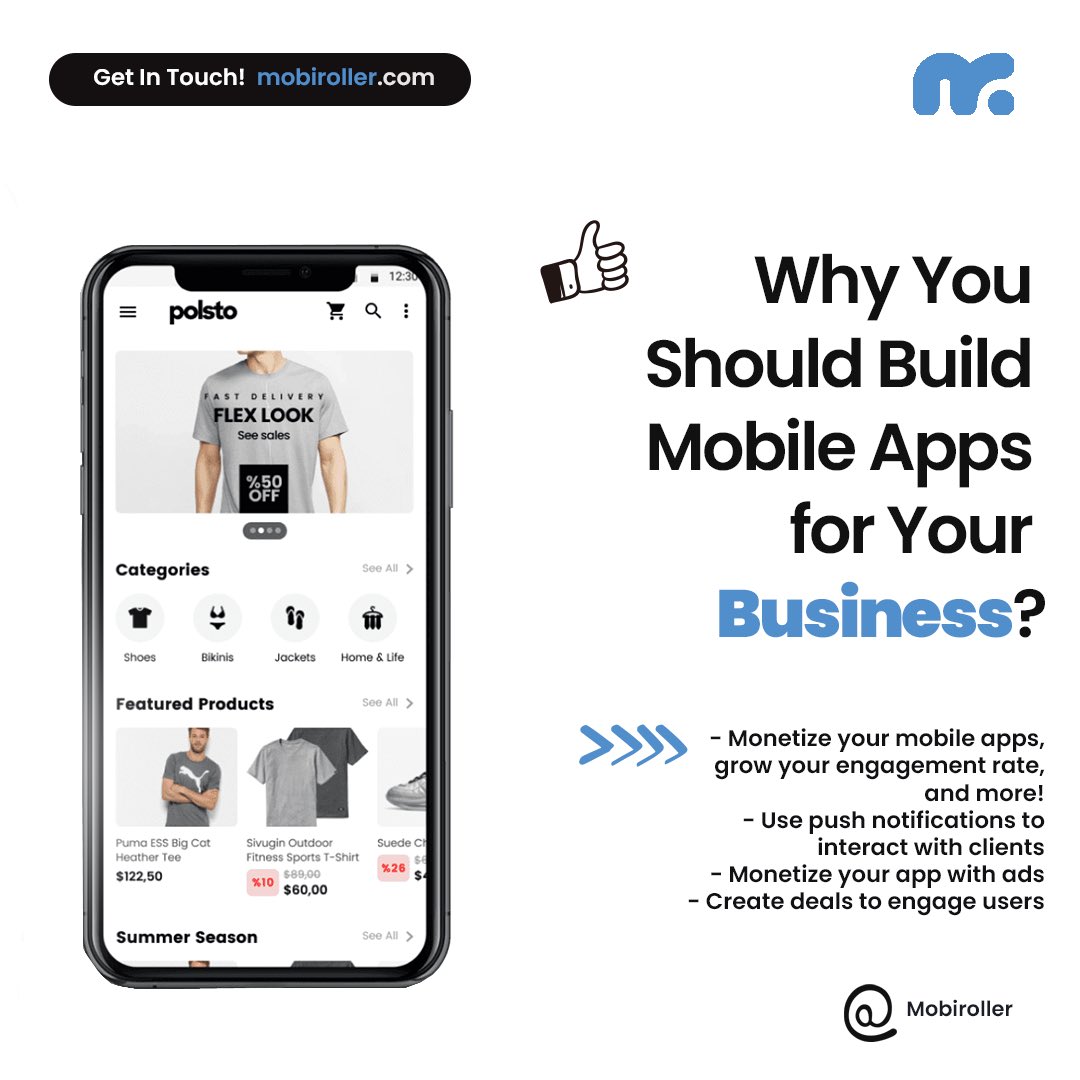 mobiroller's tweet image. ✅ Monetize your mobile apps, grow your engagement rate, and more!
✅ Use push notifications to interact with clients
✅Monetize your app with ads
✅Create deals to engage users
#mobileapp #nocodeapps