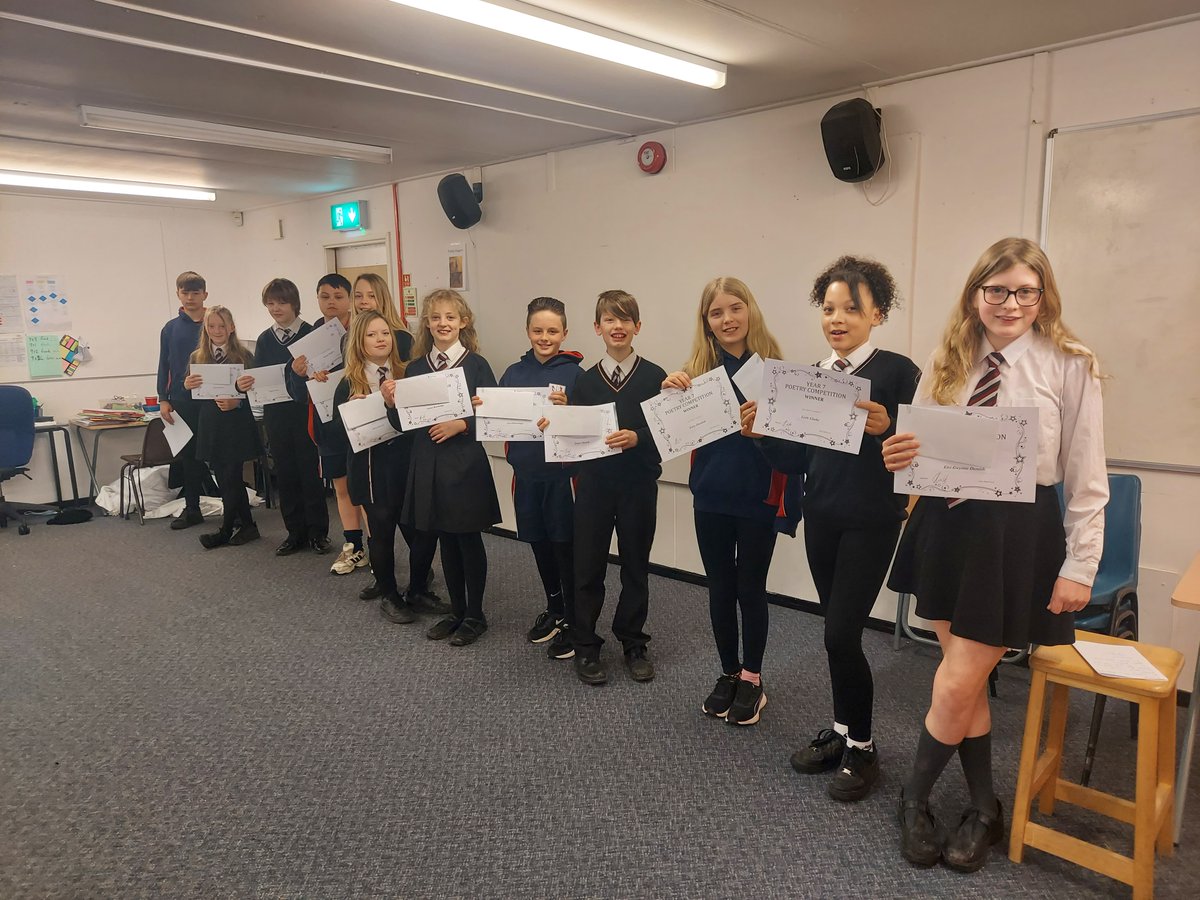 WyedeanLibrary's tweet photo. The learners below are the winners of the year 7 poetry competition⬇️Original, witty and creative is what encapsulates the writing of these poets ✍️Congratulations! Enjoy spending your Book Tokens 📚 A big thank-you to the Blayney family for sponsoring the prize!#poets#English https://t.co/J33xRG3SIk