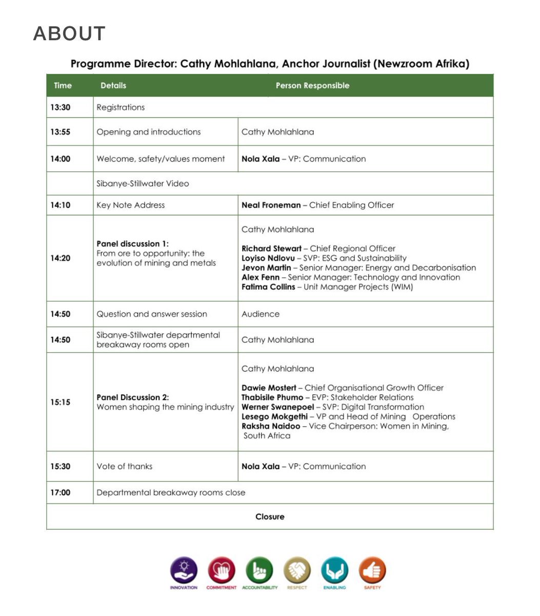 HloniLesedi's tweet image. This is what you can expect from todays talk with @SIBSTILL #SibanyeStillwater #CreatingSharedValue #FutureOfMining