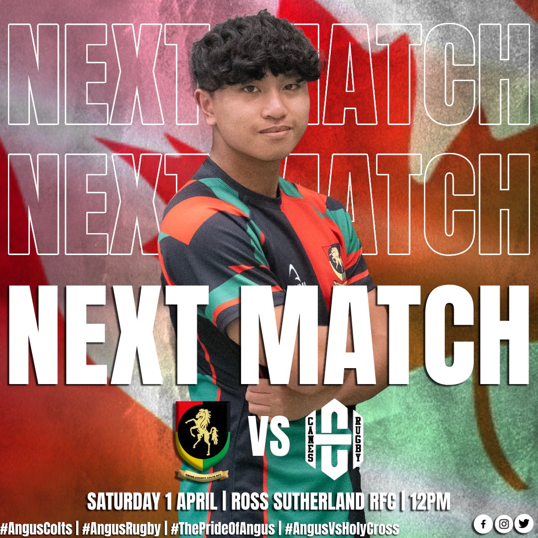 AngusColts's tweet photo. Tomorrow, we travel up to Ross Sutherland Rugby Club as we take on the Holy Cross Canes who are touring from Canada! 🙌

Looking forward to welcoming our new Canadian friends with a great game of Rugby! 🇨🇦

We are also taking on a North team with kickoff at 12:50pm! 💪 https://t.co/HpWPGRNR0M