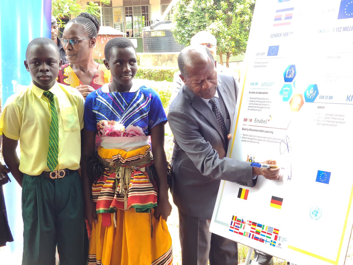 TMFUganda's tweet photo. Launching the Gender For Development Uganda Eur 112 Million Program at Katwe Primary School, geared to facilitate and promote girl education in the country.  
#TEAMEUROPE
#girlsempoweringgirls 
@EUinUG
@UNICEFUganda 
@EnabelinUganda 
@kfw
@SpotlightIniti2 https://t.co/bFrgXOdUii