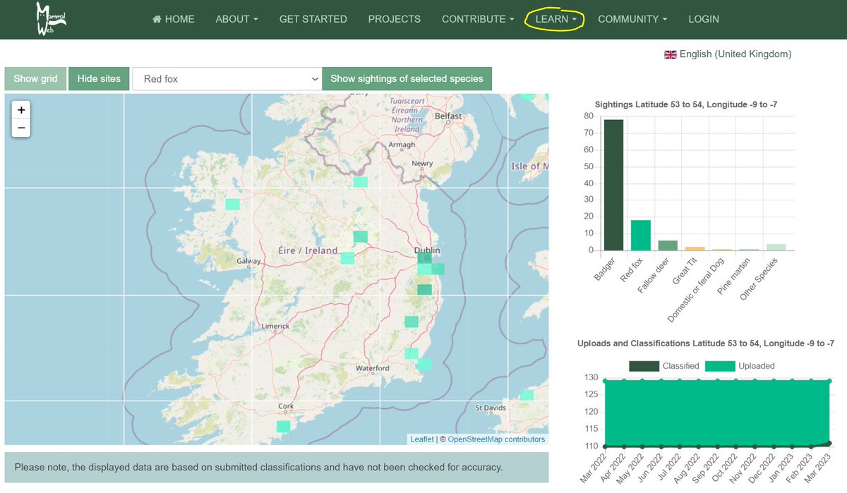 @LAScott1966 @scohaboy @npwsBioData @Notice_Nature @noonan_malcolm @forum_wetlands @CCWPeatlands @Irishwildlife @AineLynch7 @LIFEraisedbogs @ItsOurHeritage If you upload photos, you have access to those records: your site information and the classifications 'spotters' assign to them.

For all other data, it is not open, because it has coordinates for private + research camera locations. However, the coarse map viewer shows results!