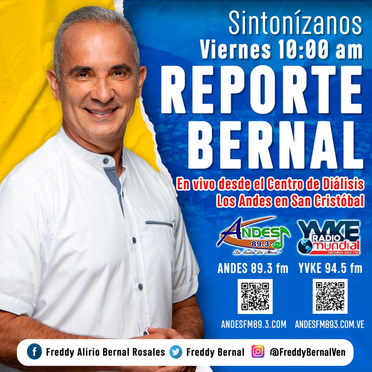 Sintoniza #ReporteBernal este Viernes 10am por YVKE 94,5 fm #SoyComunicadorClap