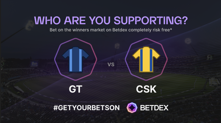 BetDEXLabs's tweet photo. The biggest #t20 cricket extravaganza is barely a few hours away and we are beyond excited

It's the defending champions Gujarat Titans v/s the 4 time champions Chennai Super Kings

Did you #getyourbetson already? 

There is still time. Head over to https://t.co/7z3K29egOr now https://t.co/dSMVJjlgpH