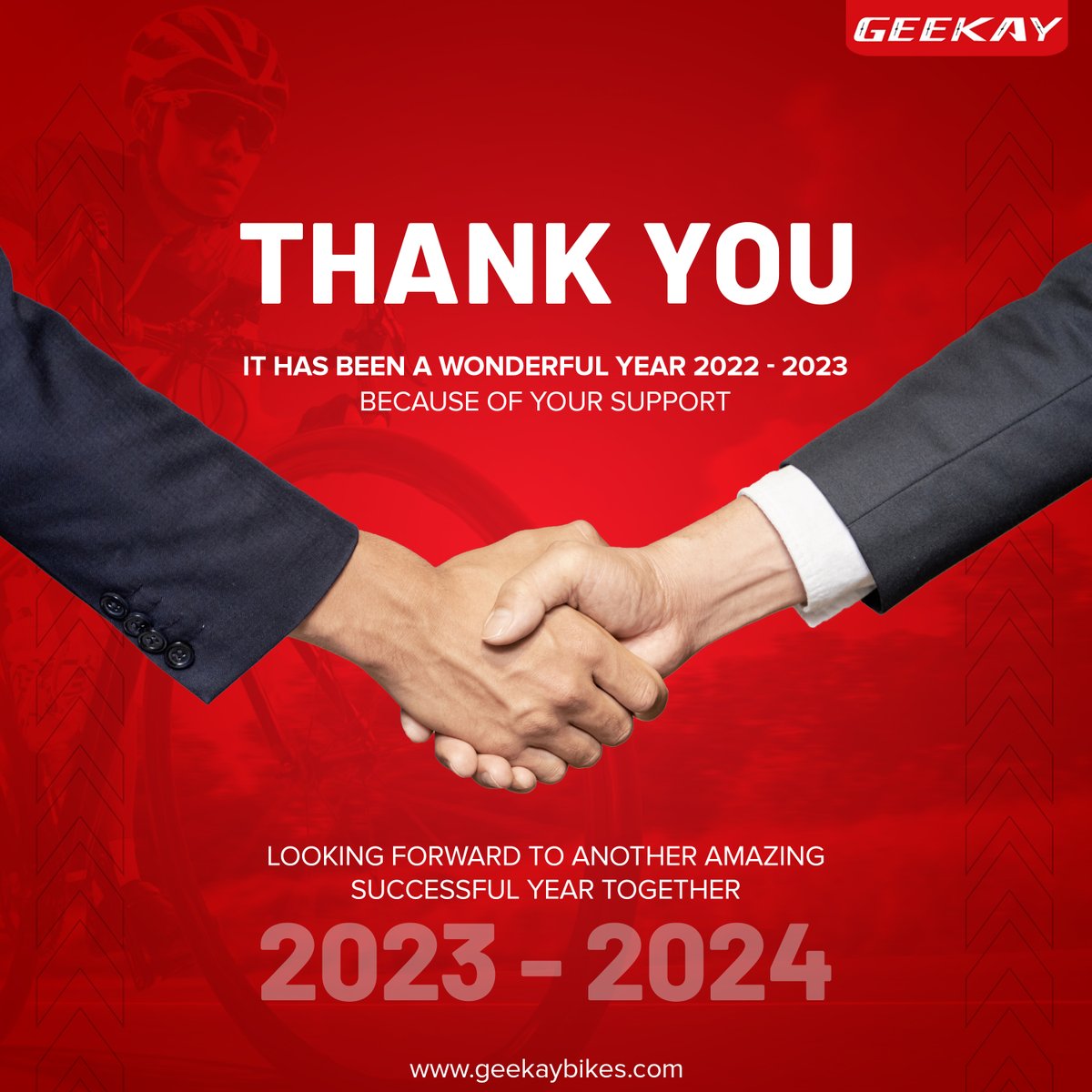 GeekayBikes's tweet photo. With the start of this new financial year, let's work together to achieve great success.🤝🏻
.
.
.
#financialyear #FinancialYear #happyfinancialyear #HappyFinancialYear #yearend #newyear #welcome2023 #startnew #wonderfulyear #lookingforward #successful #together #support #thankyou https://t.co/PmvdI1G2GL