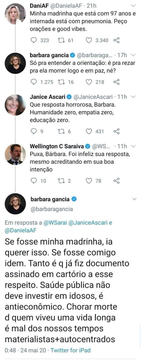 flaviogordon's tweet photo. Quem lembra desses comentários da extremista de esquerda Barbara Gancia? Se quiserem entender melhor a origem dessa mentalidade sacrificial (“é antieconômico investir na saúde dos idosos”), siga o fio e leia a minha série de 8 artigos sobre a descristianização do Ocidente e suas consequências morais.