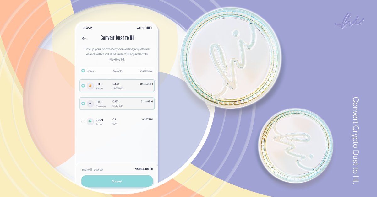 hi_com_official's tweet image. Sweep up your Crypto dust 🧹

Tidy up your portfolio by converting any leftover assets with a value of under $5 equivalent to Flexible HI

Read more: help.hi.com/en/articles/72…