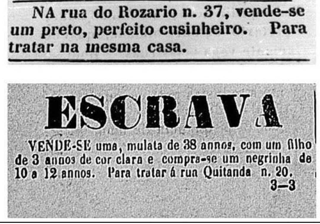 gicambrone's tweet photo. Um anúncio de jornal anterior a abolição da escravatura: nesta época  senhores compravam jovens escravizadas para estuprá-las e  escravizar seus filhos. 
Isso era naturalizado, permitido pelo Estado e o comércio de pessoas escravizadas anunciados nos jornais. 
Para não esquecer: https://t.co/MmlwYKpD8S