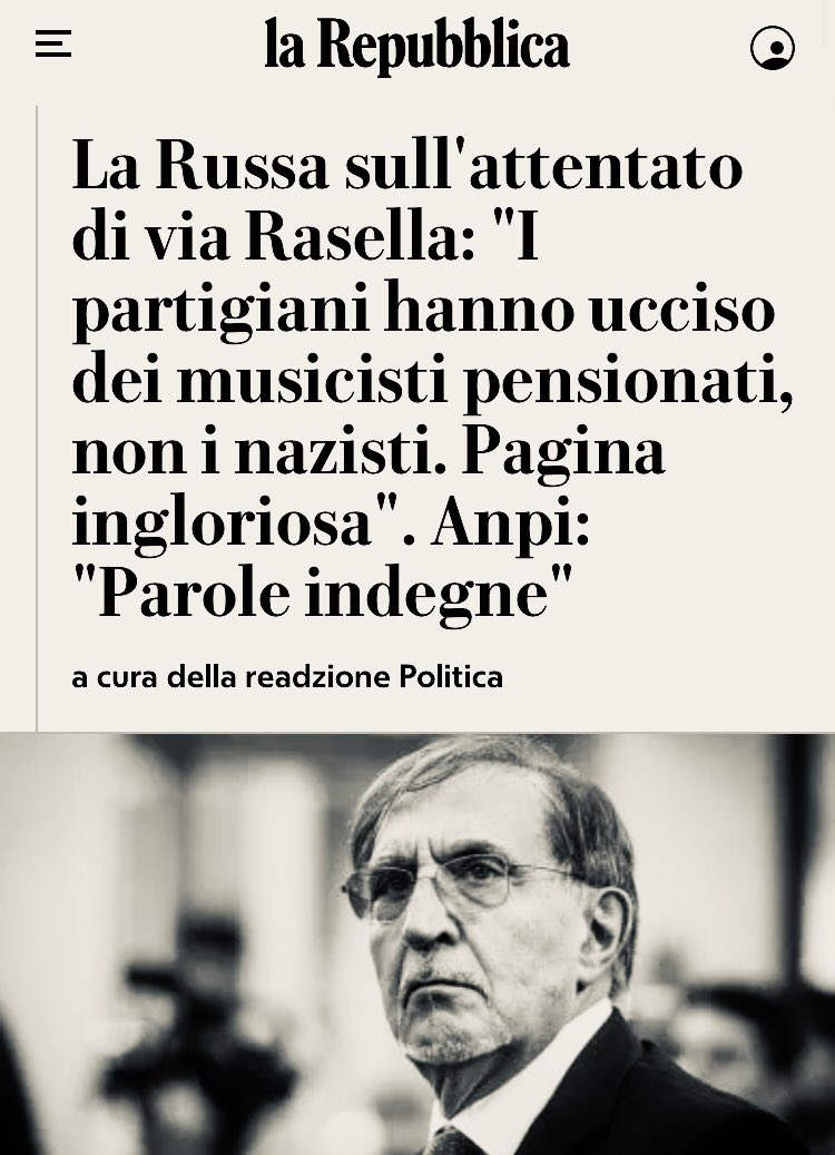 NFratoianni's tweet image. I nazifascisti in Italia e in Europa da decenni cercano di insozzare la #Resistenza antifascista. L’attuale presidente del Senato va in questa direzione.
Parli di meno e studi di più.
Assolutamente inadatto a quel ruolo istituzionale.
#LaRussa 
#antifa #ViaRasella 
#Antifascismo