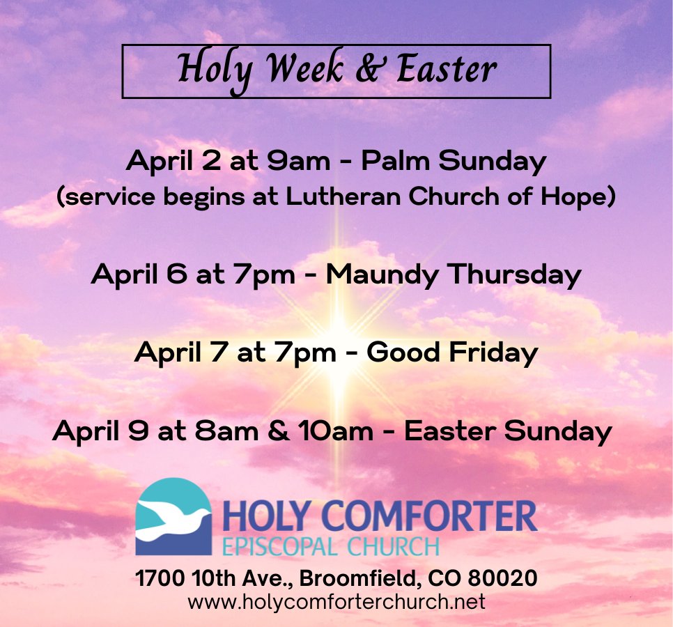 holycomforterco's tweet photo. Special Services for Holy Week - https://t.co/9mQ2SgflKd https://t.co/fHgYfBVDiz