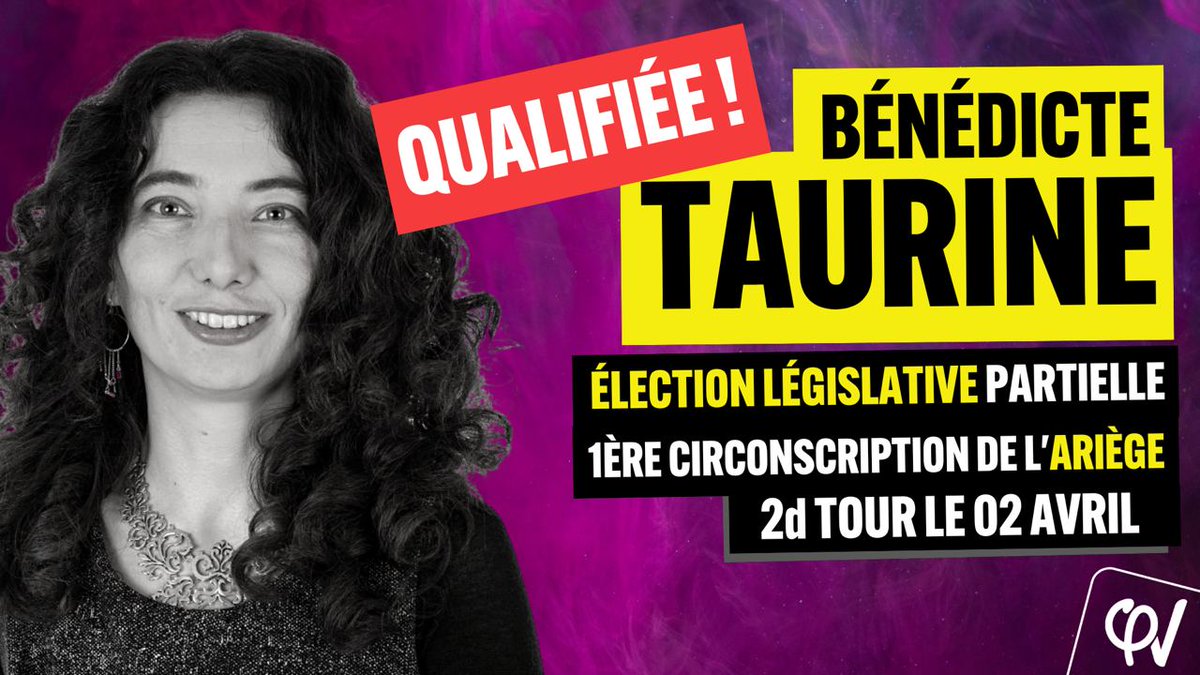 En #Ariege on vote ce week-end pour le second tour des #LegislativesPartielles , avec une seule candidate de la Gauche #NUPES , #BenedicteTaurine , l'autre est sortie de la sphère de gauche puisque soutenue par la candidate #Renaissance et ses alliés.
#SoutienBenedicteTaurine