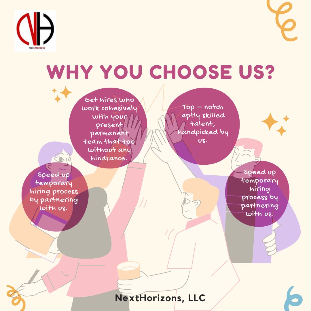 nexthorizonsllc's tweet photo. NextHorizons, LLC staffing services provide you end – to – end temporary staffing solutions which include preliminary screening, interview, follow – ups, and collection of crucial/vital information that may be needed for verification.
#Staffing #solutions #NextHorizons https://t.co/1VHWMz60Tu