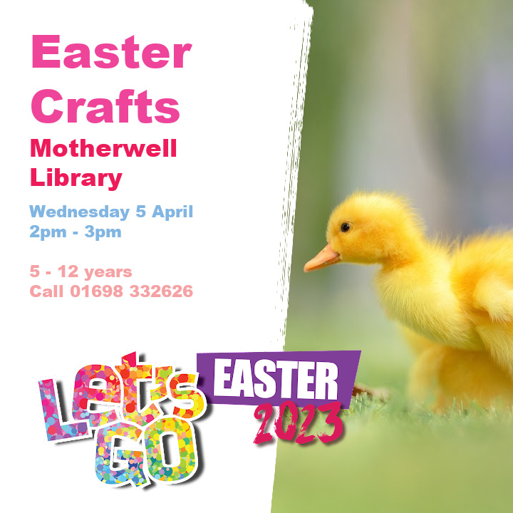 LibrariesNL's tweet photo. Show off your creative side at our Easter Crafts session for #LetsGoEaster in #MotherwellLib on Wednesday 5 April, 2pm. Great for 5 - 12 year olds. Book a free place on 01698 332626.
Find out more: https://t.co/AsBaMiUnRC https://t.co/TFtveIdLjc