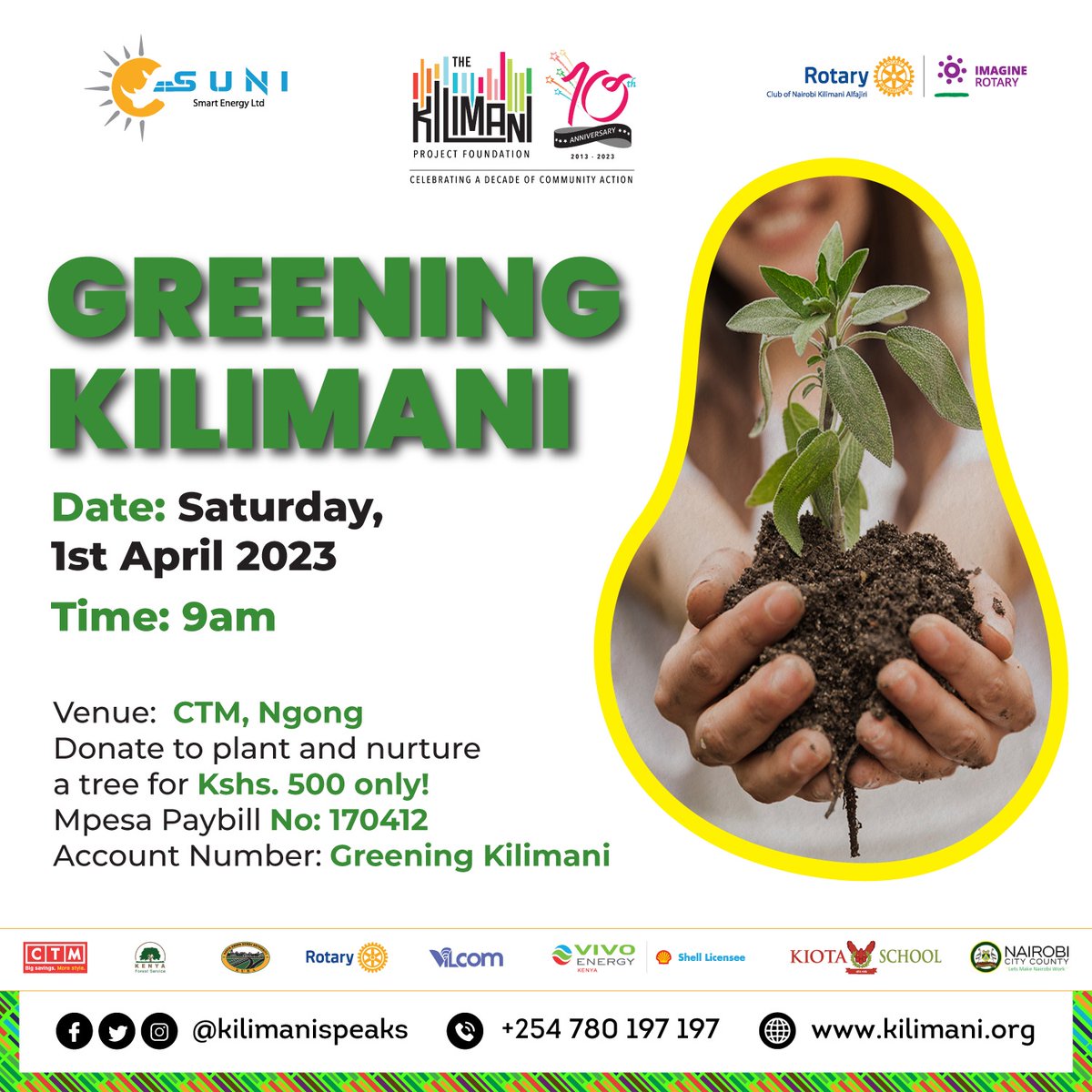 Kiota School (@kiotaschool) on Twitter photo We believe in active Community Service and imparting this value to our children. We will be joining the Kilimani Project Foundation in Tree Planting and Environmental Education.
<a href="/kilimanispeaks/">Kilimani Project Foundation</a>
Lets Go Green!
#Kiotalife #worldchangers #GreeningKilimani #EnvironmentalEducation We believe in active Community Service and imparting this value to our children. We will be joining the Kilimani Project Foundation in Tree Planting and Environmental Education.
<a href="/kilimanispeaks/">Kilimani Project Foundation</a>
Lets Go Green!
#Kiotalife #worldchangers #GreeningKilimani #EnvironmentalEducation