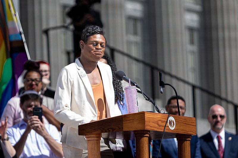 This photo from Wednesday at <a href="/PROMOMissouri/">PROMO Missouri</a> Rally in Jefferson City, MO is a clear summary on the emotions I have for today. 

“Joy comes in the morning and we will win this fight.” 

#TransDayOfVisibility2023