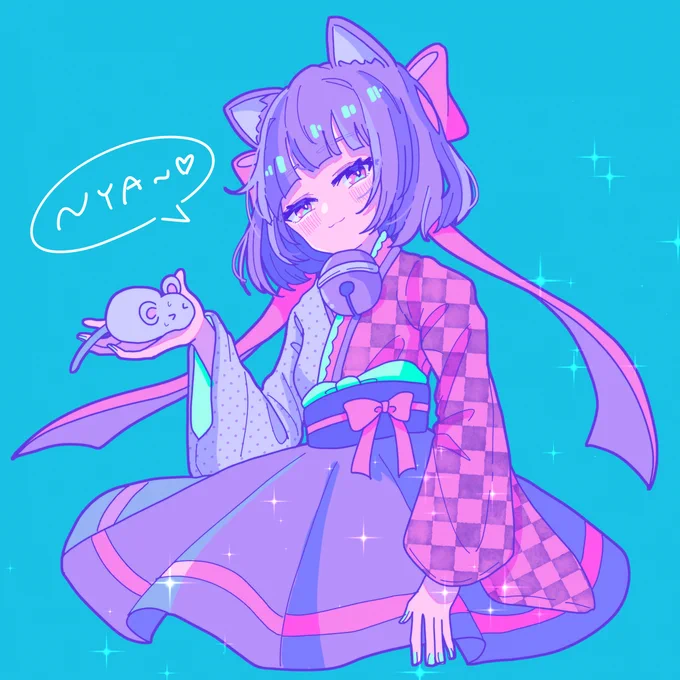  #オリジナル #イラスト #illustration #創作 #ゆめかわいい #金髪碧眼 #ポニーテール #ツインテール  