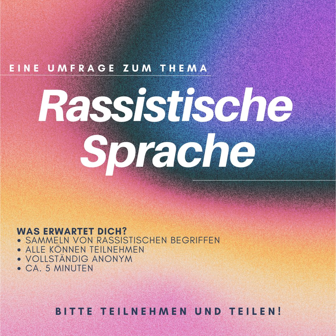 Wir sind fleißig dabei, eure vielen Vorschläge für rassistische Begriffe und Phrasen in der deutschen Sprache zu sammeln! Bitte teilnehmen &amp; teilen! 📝💙bitly.ws/BYLg