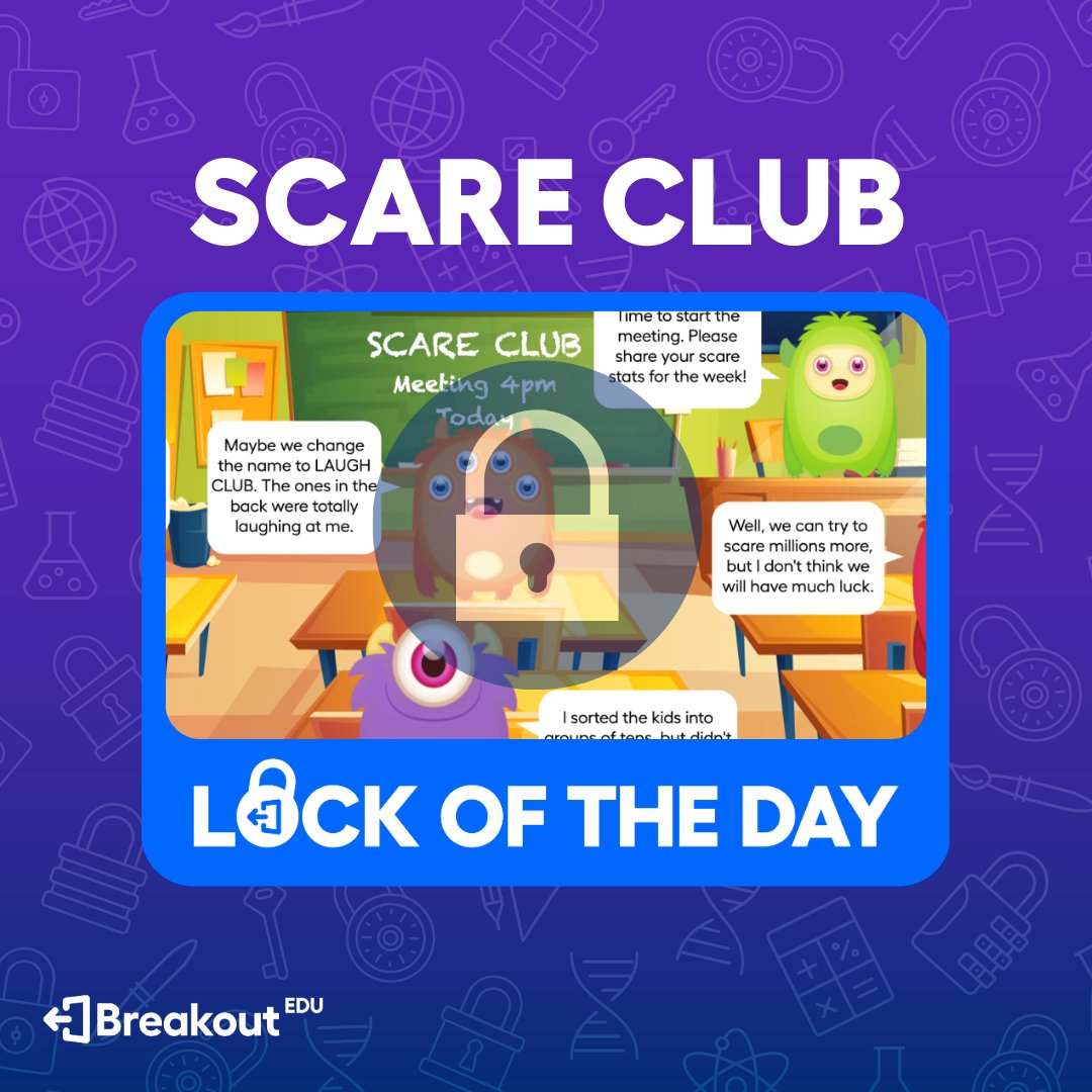 breakoutEDU's tweet image. Join in on today’s scare club Lock of the Day to find out if the monsters scared anyone! 
#BreakoutEDU #TeachwithTech #EdTech