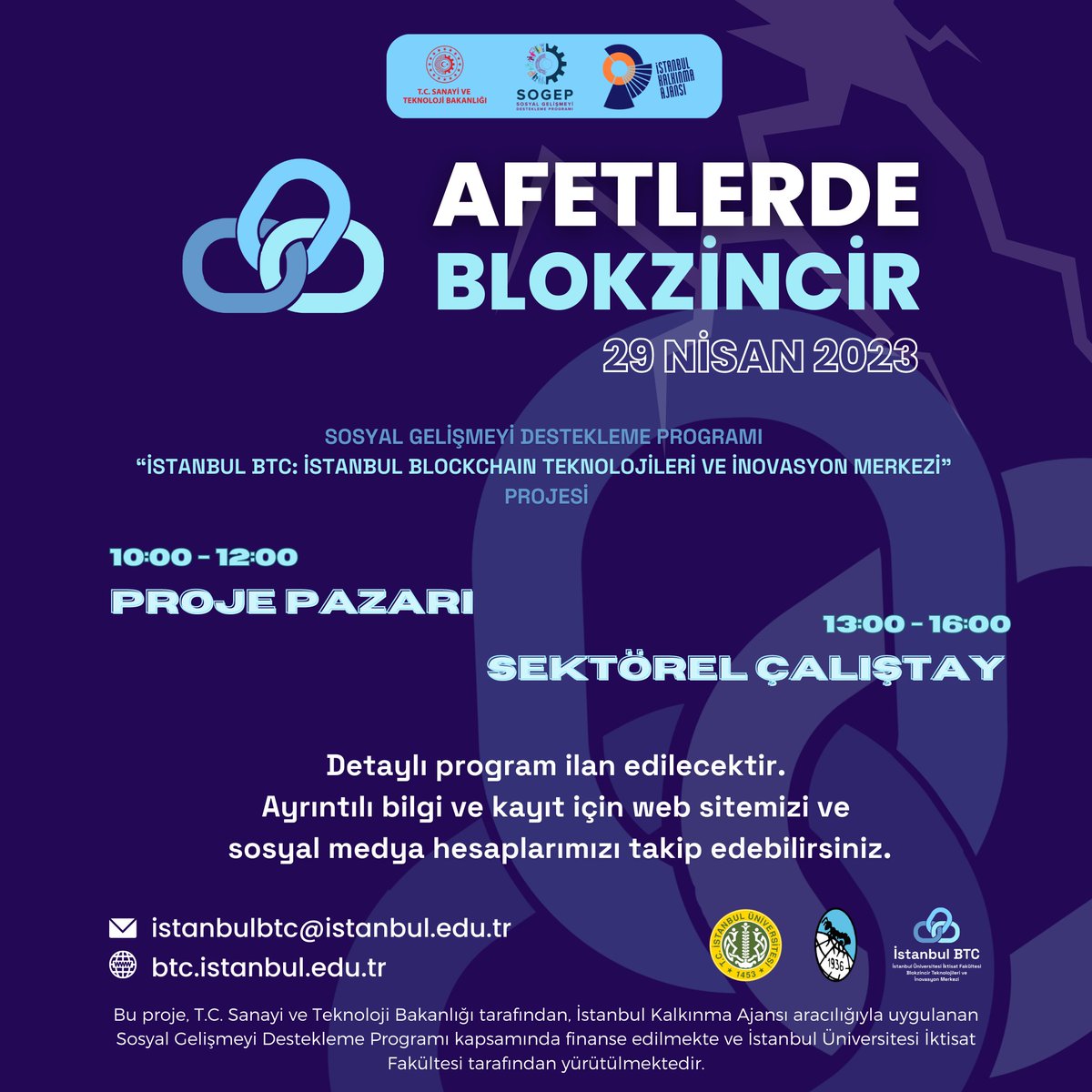Yaşadığımız #deprem felaketi, acil durumlarda işimizi kolaylaştıracak ne varsa kullanabileceğimizi ve elbette kullanmamız gerektiğini gösterdi. #Blokzincir de bunlardan biriydi. 

29 Nisan'da, İstanbul BTC'de Afetlerde Blokzincir adlı bir etkinlik düzenleyeceğiz. +