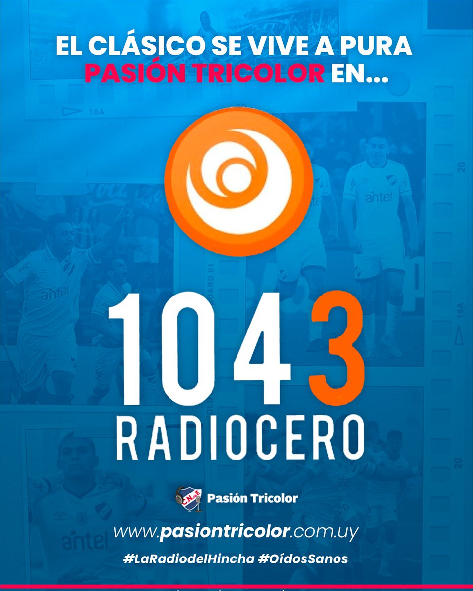 PasionTricolor1's tweet photo. Ayudanos con un RT 

El clásico se vive desde las 13:30hs a pura PASIÓN TRICOLOR en la 104.3 FM 🔵⚪️🔴

@Radiocero1043 🎙📻

#LaRadioDelHincha #OídosSanos https://t.co/ZAMm8MaeP4 https://t.co/WniZlVMWFG