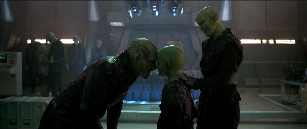 ErikDavis's tweet image. This is cool - Emilia Clarke’s character G'iah is the grown-up version of the child Ben Mendelsohn’s Talos reunited with at the end of #CaptainMarvel. #SecretInvasion is being compared to shows like HOMELAND &amp;amp; THE AMERICANS