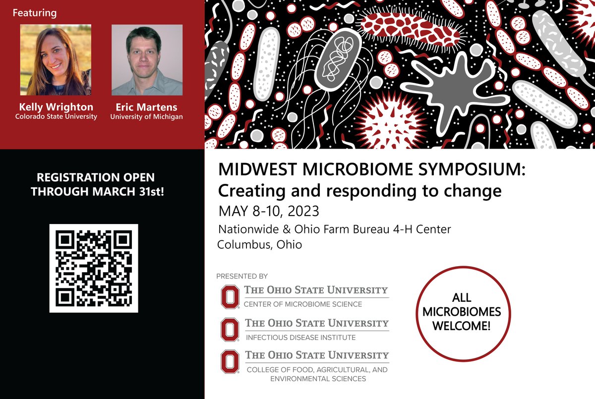 Last day to register for the #MidwestMicrobiomeSymposium at The Ohio State University in Columbus! Check out the impressive speaker list! 
Register now: go.osu.edu/register_midwe…