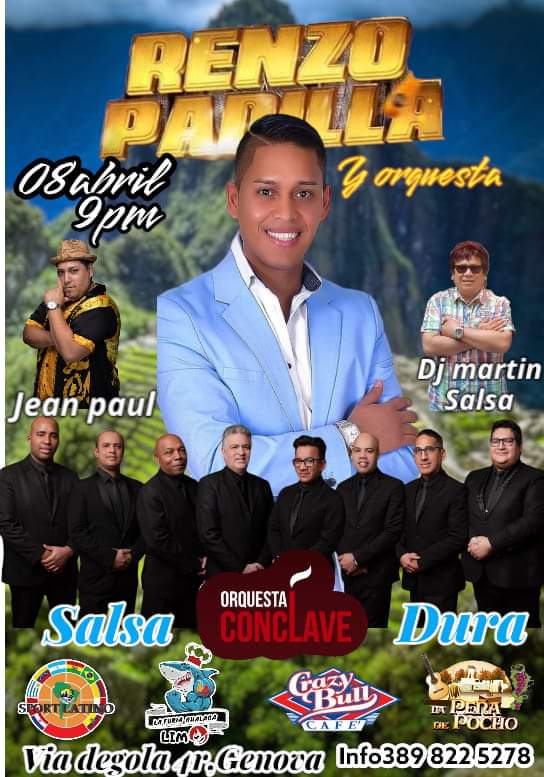DjMartinsalsa's tweet photo. Sabado Espectacular , concierto Del Borincaico RENZO PADILLA Noche de SALSA ! NO TE LO PIERDAS
+ desde Liverpool DJ MARTINSALSA Liverpool UK y Jeanpaul de Genova
Sabado 8 Abril 2023
9pm @Crazybullgenova Eventi
Via Degola 4, Genova, Italy
RESERVA YA
+39 334 245 9969 https://t.co/2g6AFpWH4H