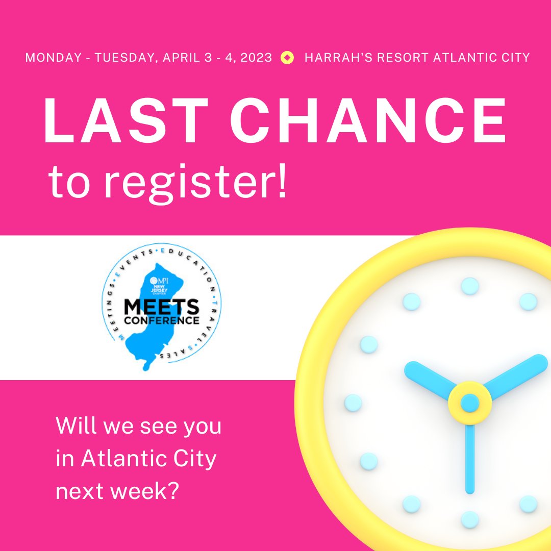 MPINewJersey's tweet photo. DID YOU REGISTER YET?! We want to MEET you at next week's #MPINJMEETS Conference. It's your last chance to register - https://t.co/clYU0eTFYG https://t.co/7Y9SWZGoSH