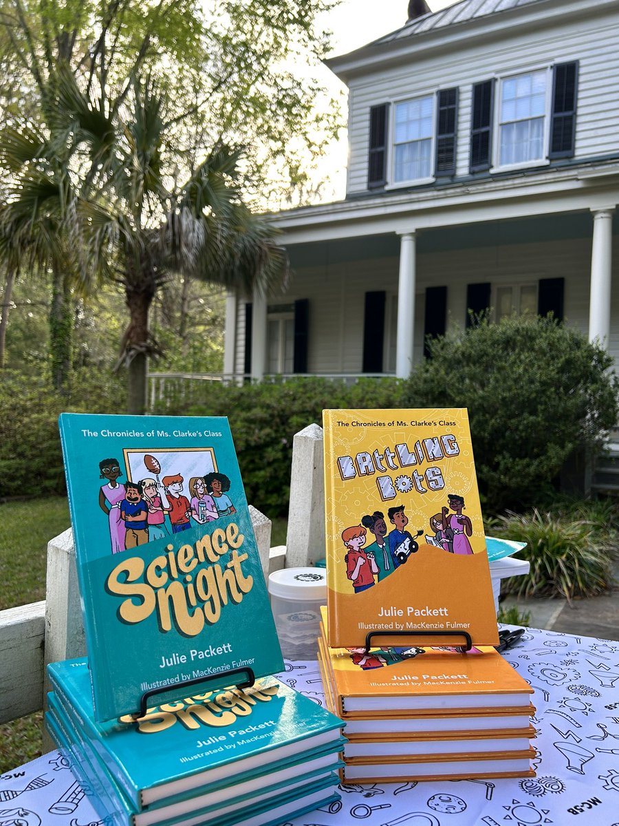 JulieHPackett's tweet photo. All set up at the #FlowertownFestival and ready to talk to young readers. I’ll be here all weekend! 📚#MsClarkesClass #books @summervillesc https://t.co/uKAdSTuHsd