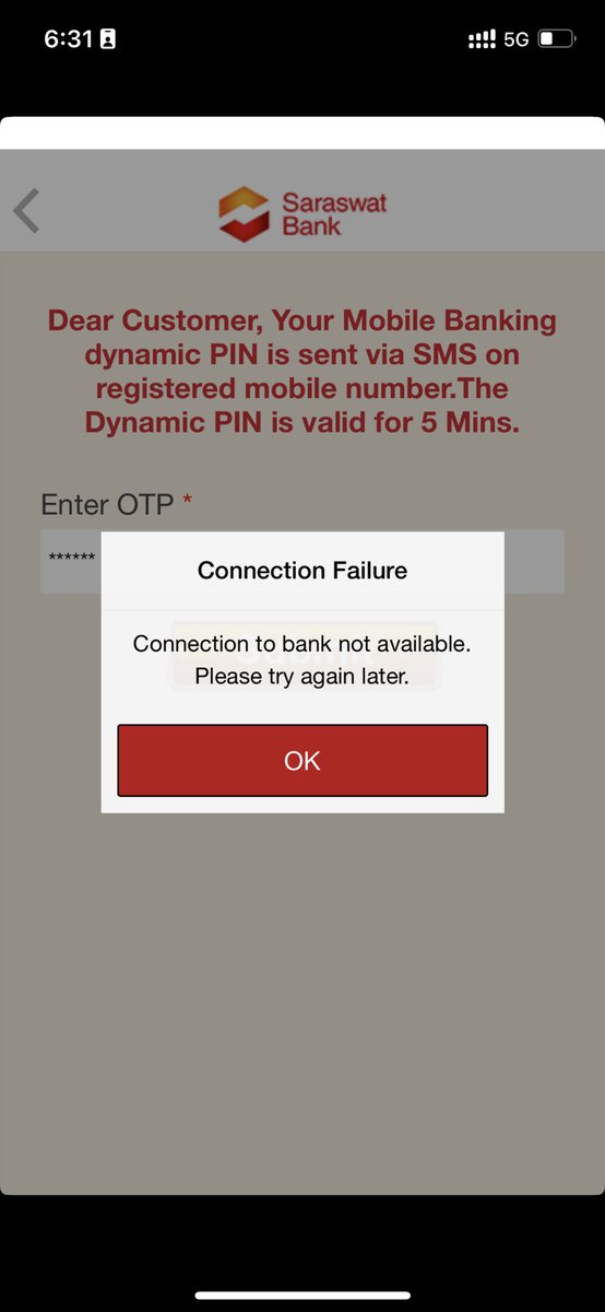 bhimsen96's tweet photo. Trying to Change pin but some error showing  @SaraswatBank https://t.co/C1v52J9o5J
