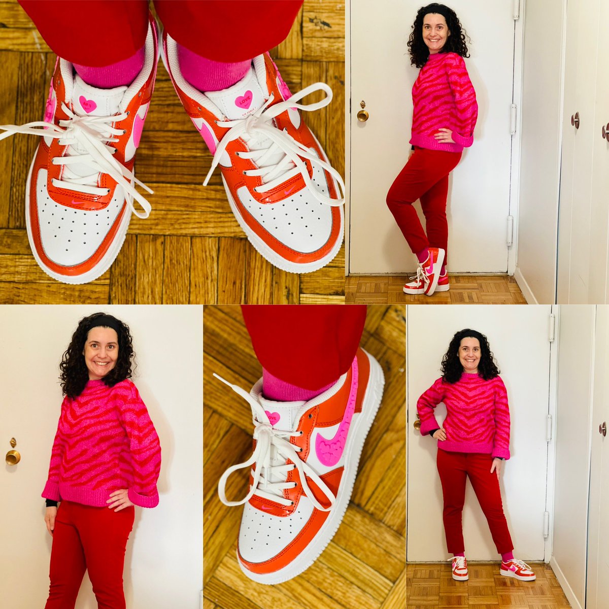 Photoshoot Fresh showing 💕 final day of #WomensHistoryMonth2023 rocking these Vday @Nike AF1s & socks paired w/ @Kohls Nine West sweater, @OldNavy pants to make the outfit complete! Outside shoots coming back soon as weather gets better! What kicks u rocking today ? #kotd
