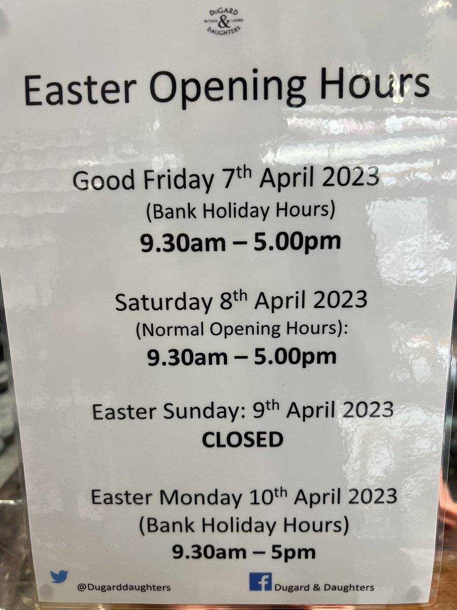 #hernehill #earlsfield Easter opening hours for both shops…..