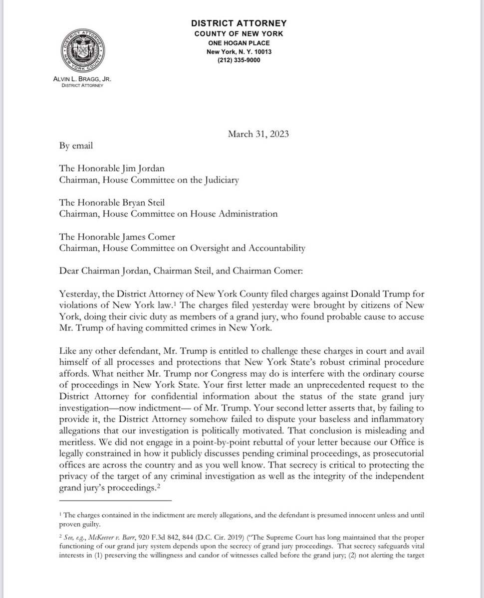 CoffeyTimeNews's tweet photo. This is part of the letter that Bragg sent to the house sedition caucus criminals: https://t.co/9QsqXCt2rD