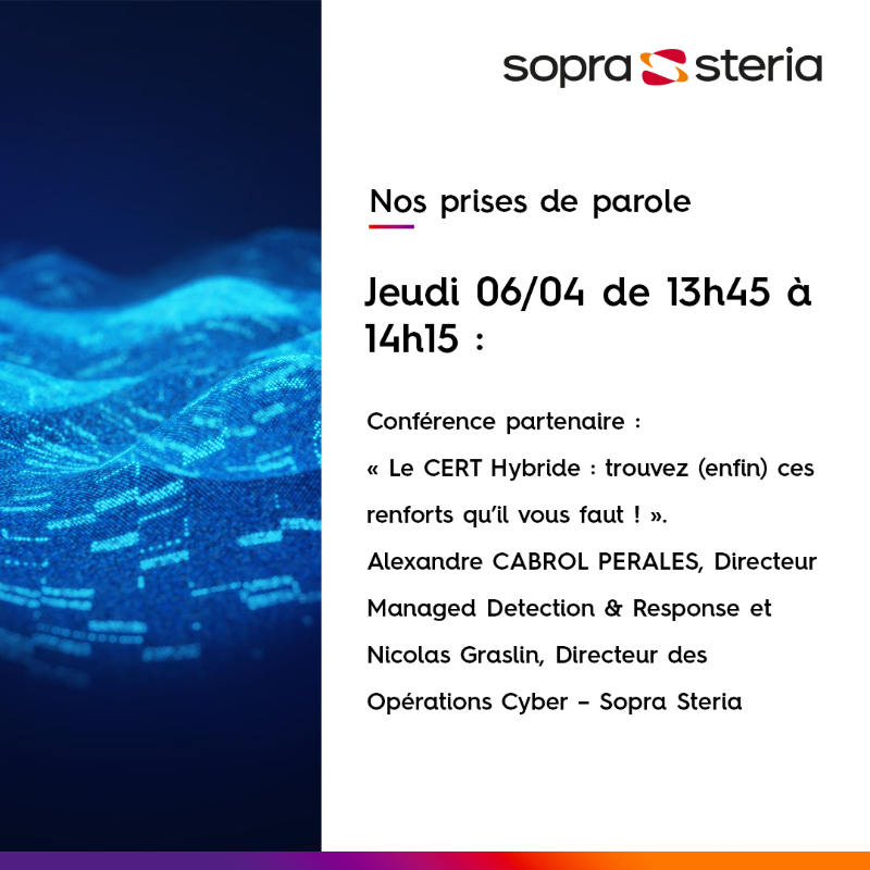 SopraSteria_fr's tweet photo. Sopra Steria &amp; CS Group sont heureux de participer ensemble au #FIC2023 à Lille, stand C11. 
Cette année les prises de parole de nos experts seront principalement orientées vers la confiance dans les usages du système d’information. cc @FIC_eu #Cloud #SI