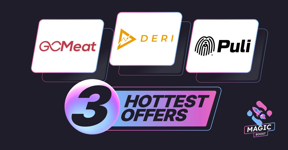 TheMagicAff's tweet photo. 🚨🔥HOTTEST #OFFERS ALERT🔥🚨
🤑These deals are too good to pass up, act fast!
👉@GoMeatToken - @DeriTrade - @Puli_Token
⏳Hurry up! These won't be available forever!
#Puli #DeriTrade #GoMeatToken #Web3 #P2E https://t.co/qN31OirANT