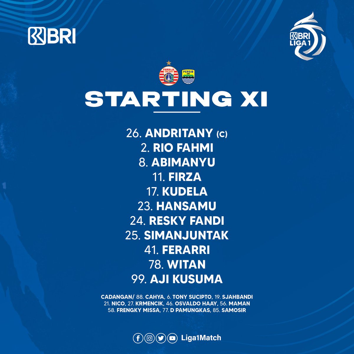 Liga1Match's tweet photo. Daftar susunan pemain dan beberapa data fakta menarik @Persija_Jkt melawan @persib di pekan tunda BRI Liga 1-2022/2023.
#bangkitbersama
#briliga1
#LigaIndonesia
#KitaSatu
#footballfamilies
#persijajakarta
#persibbandung
#PSJPSB https://t.co/gKmSm7qDV2