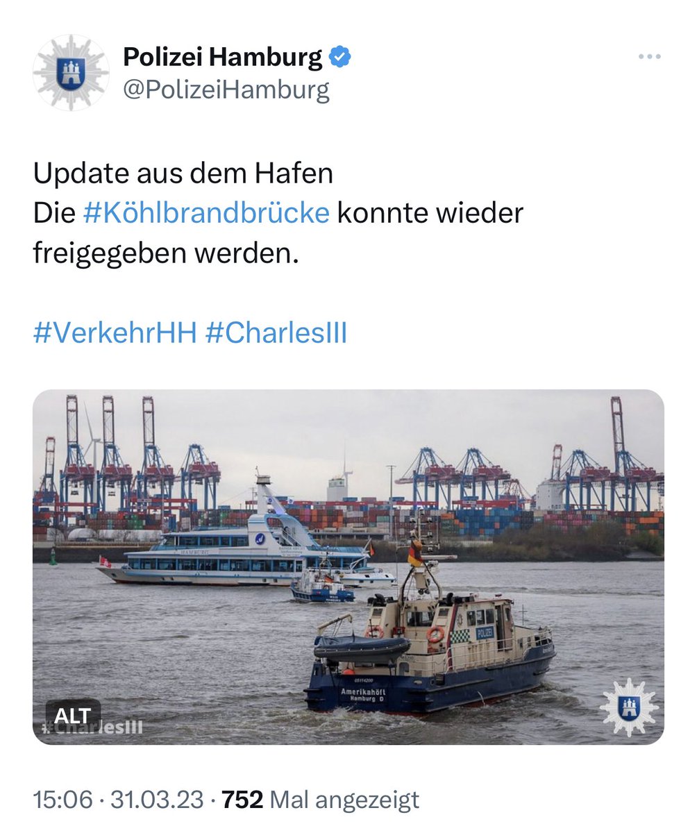 Ich hoffe die Verursacher der #letztegeneration werden für diesen Polizeieinsatz zur Kasse gebeten #klimakleber #köhlbrandbrücke #VerkehrHH #hh3103 #Charles #KingCharlesIII #charlesIII