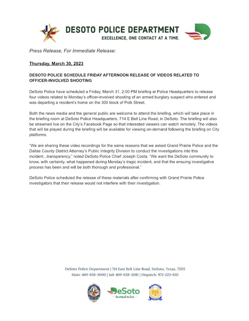 DeSoto Police Department on Twitter "DESOTO POLICE SCHEDULE FRIDAY