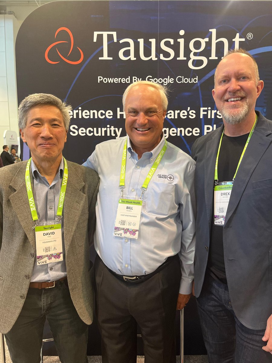 David Ting, Founder & CTO @tausight and @drexdeford, Executive Healthcare Strategist @CrowdStrike had an outstanding interview with @BillRussellHIT of @ThisWeekHealth at #ViVE2023! We look forward to it going live on April 5th. Stay tuned! #cybersecurity